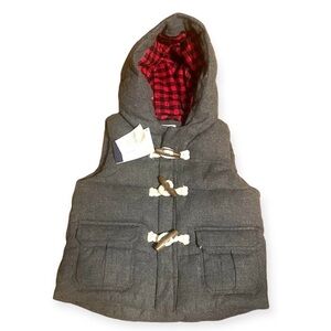 Baby Gap Quilted Toggle Gray Hoodie Vest NWT 12-18 month